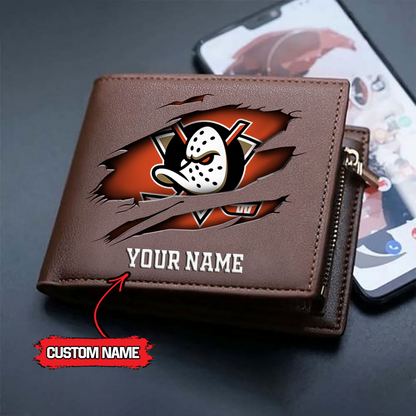 LIMITED EDITION - NEW CUSTOMIZED NHL09 AHD ANAHEIM DUCKS LEATHER WALLET