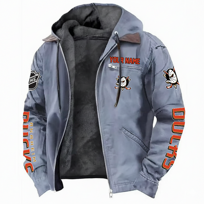 LIMITED EDITION - NEW CUSTOMIZED NHL09 AHD ANAHEIM DUCKS HOODED CARDIGAN JACKET