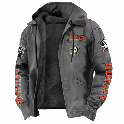 LIMITED EDITION - NEW CUSTOMIZED NHL09 AHD ANAHEIM DUCKS HOODED CARDIGAN JACKET