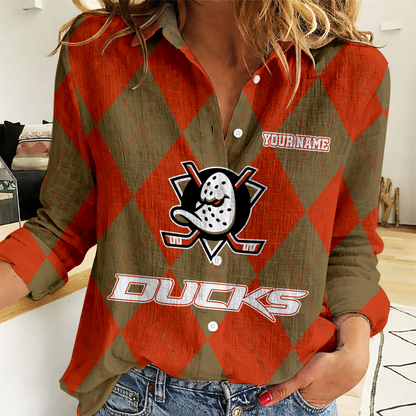 LIMITED EDITION - NEW CUSTOMIZED NHL09 AHD ANAHEIM DUCKS WOMEN CASUAL SHIRT FOR FAN
