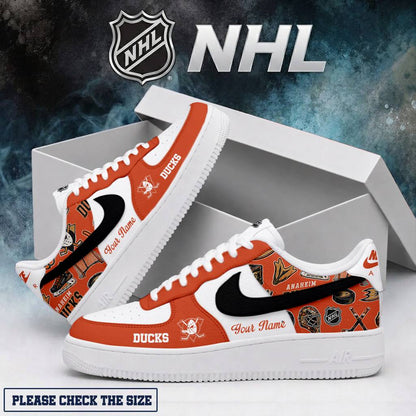 LIMITED EDITION - NEW CUSTOMIZED NHL09 AHD ANAHEIM DUCKS AF1 SHOES