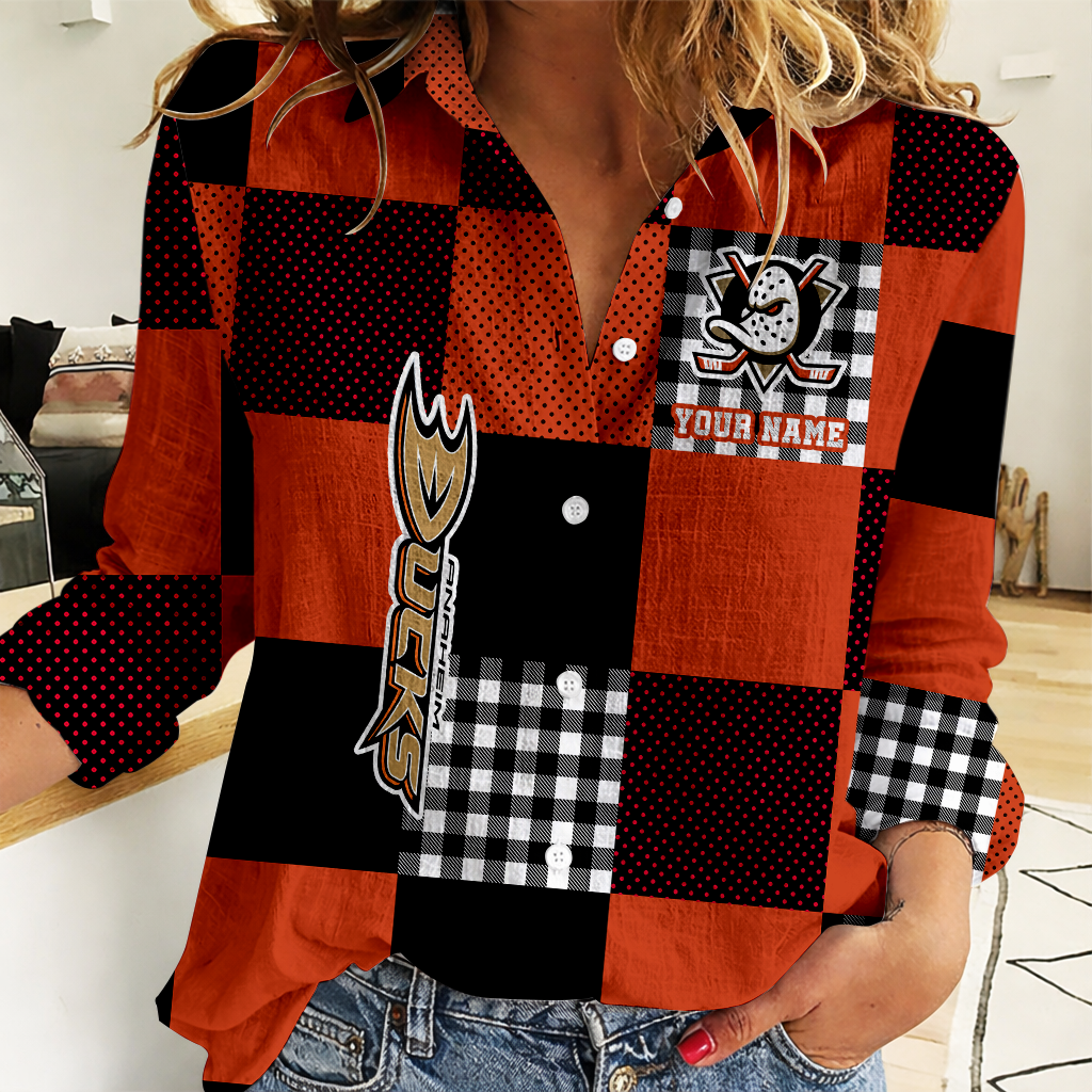 LIMITED EDITION - NEW CUSTOMIZED NHL09 AHD ANAHEIM DUCKS WOMEN CASUAL SHIRT FOR FAN