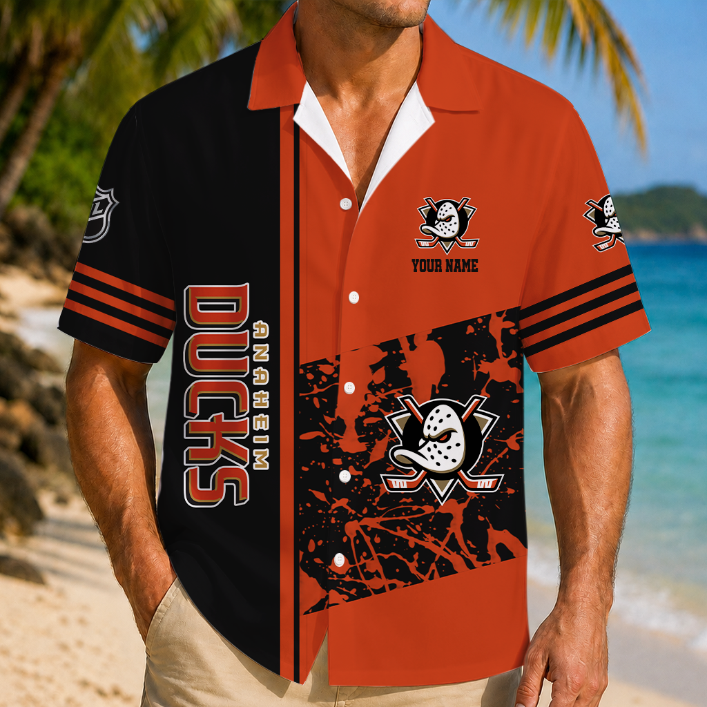 LIMITED EDITION - NEW CUSTOMIZED NHL09 AHD ANAHEIM DUCKS UNISEX HAWAIIAN SHIRT