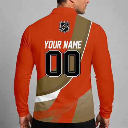 [SUPER SALE] NEW CUSTOMIZED NHL09 AHD ANAHEIM DUCKS MEN LONG SLEEVE POLO