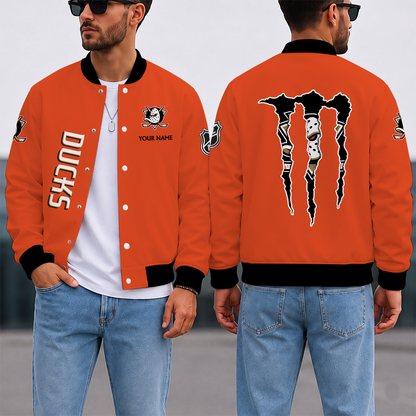 EXCLUSIVE EDITION - NEW CUSTOMIZED NHL09 AHD ANAHEIM DUCKS SATIN VARSITY JACKET & BASEBALL JACKET