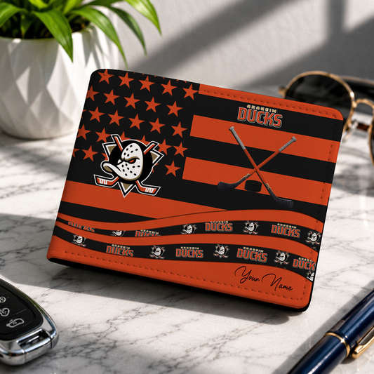 LIMITED EDITION - NEW CUSTOMIZED NHL09 AHD ANAHEIM DUCKS LEATHER WALLET
