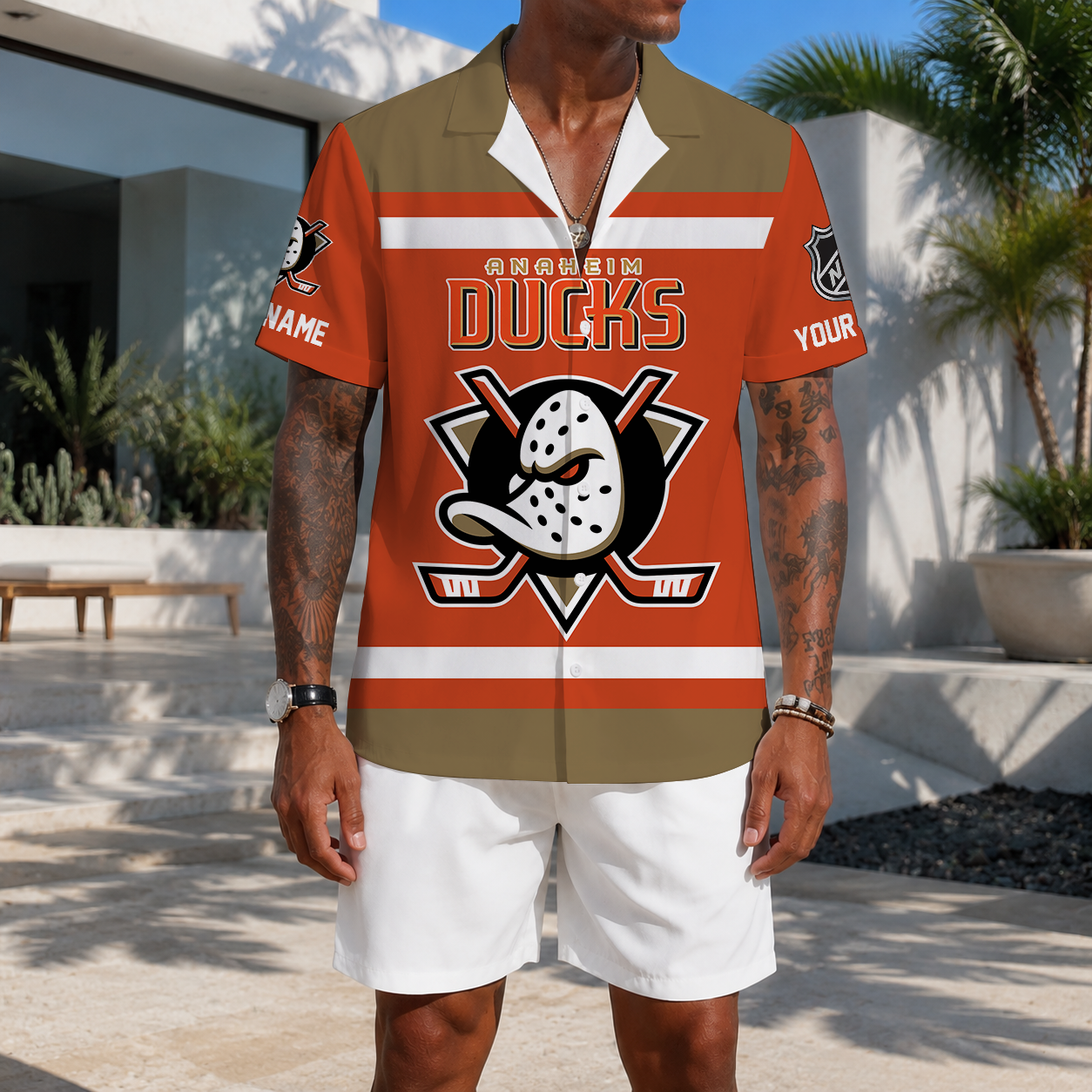 LIMITED EDITION - NEW CUSTOMIZED NHL09 AHD ANAHEIM DUCKS UNISEX HAWAIIAN SHIRT
