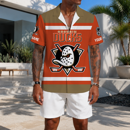 LIMITED EDITION - NEW CUSTOMIZED NHL09 AHD ANAHEIM DUCKS UNISEX HAWAIIAN SHIRT
