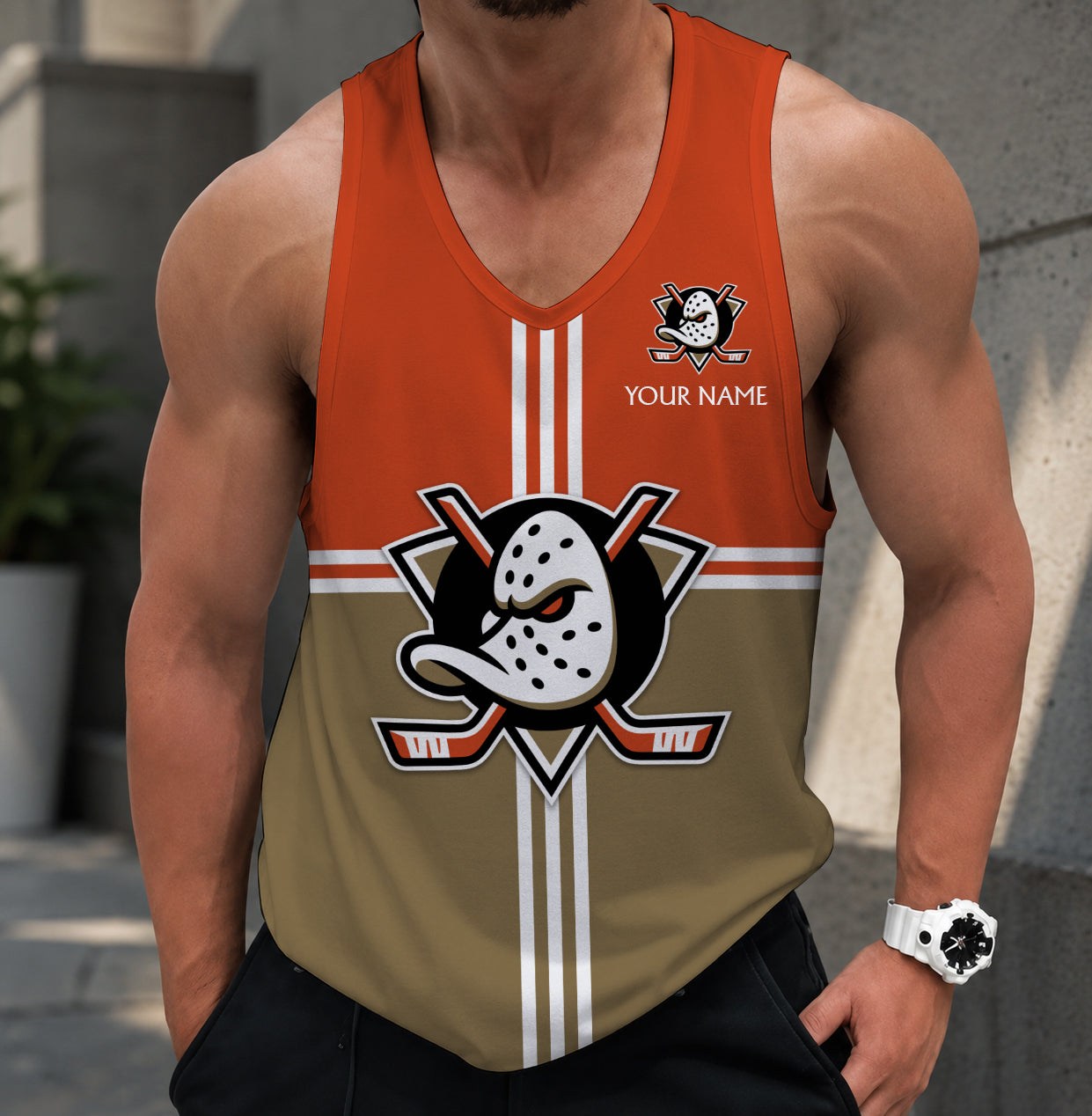 LIMITED EDITION - NEW CUSTOMIZED NHL09 AHD ANAHEIM DUCKS MEN'S TANK TOP