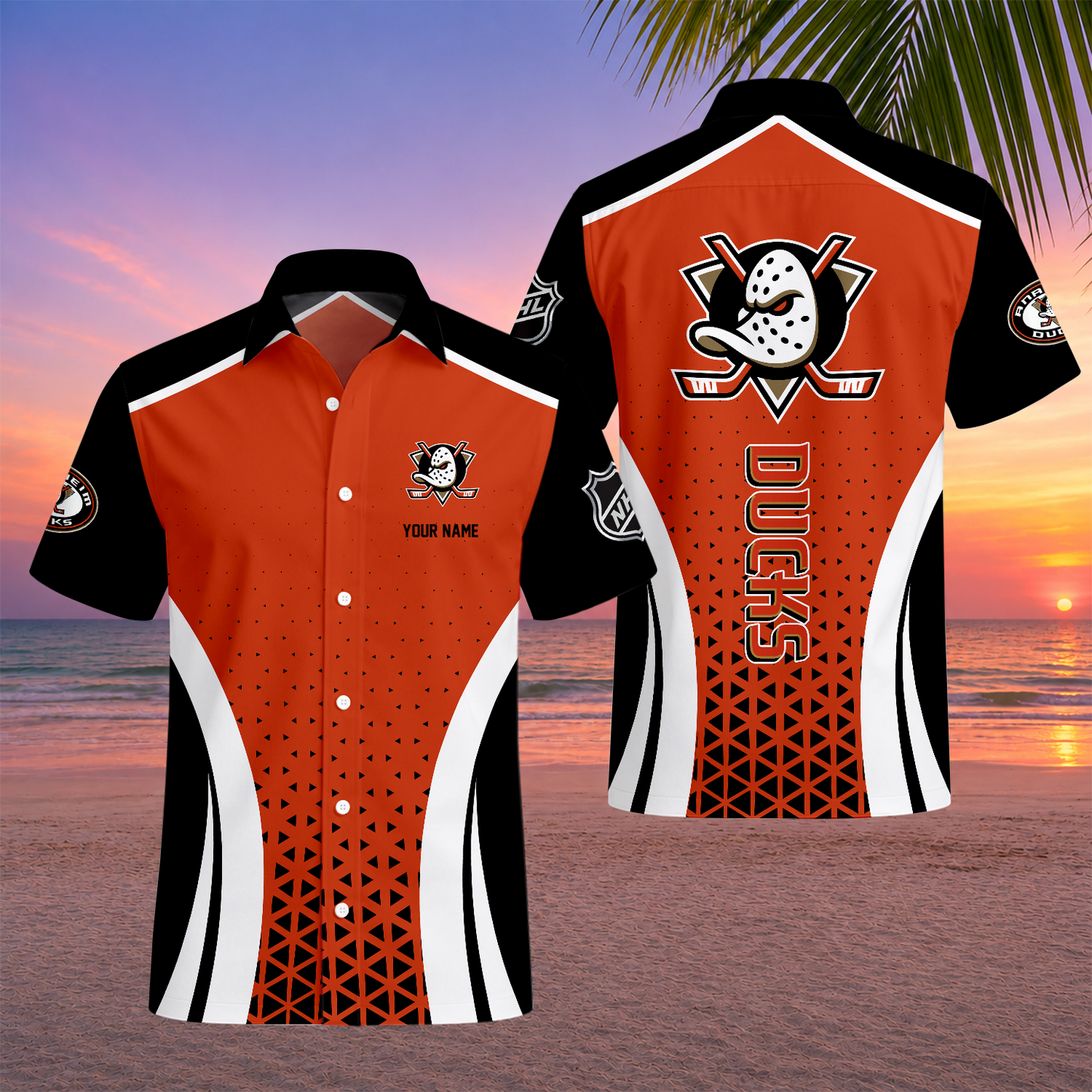 LIMITED EDITION - NEW CUSTOMIZED NHL09 AHD ANAHEIM DUCKS UNISEX HAWAIIAN SHIRT