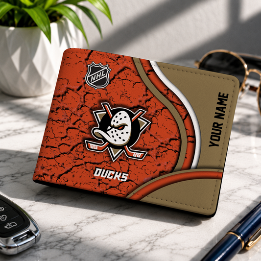 FINAL CLEARANCE - NEW CUSTOMIZED NHL09 AHD ANAHEIM DUCKS LEATHER WALLET