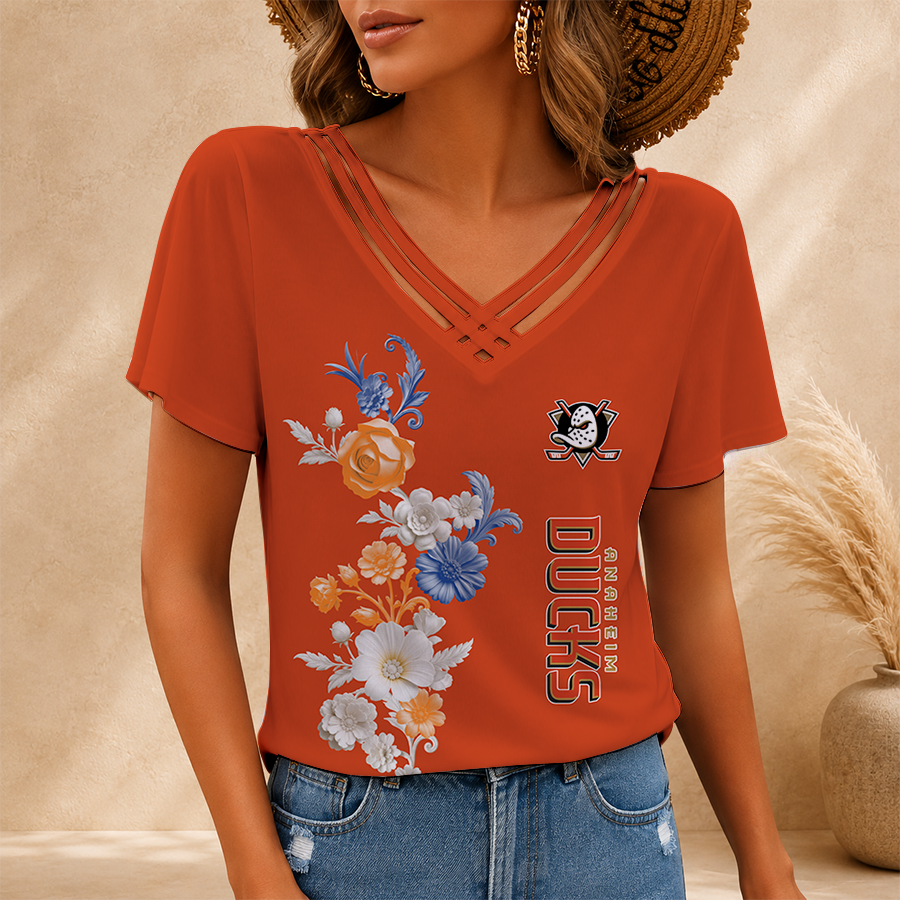 [SUPER SALE] NEW CUSTOMIZED NHL09 AHD ANAHEIM DUCKS V-NECK SHIRT