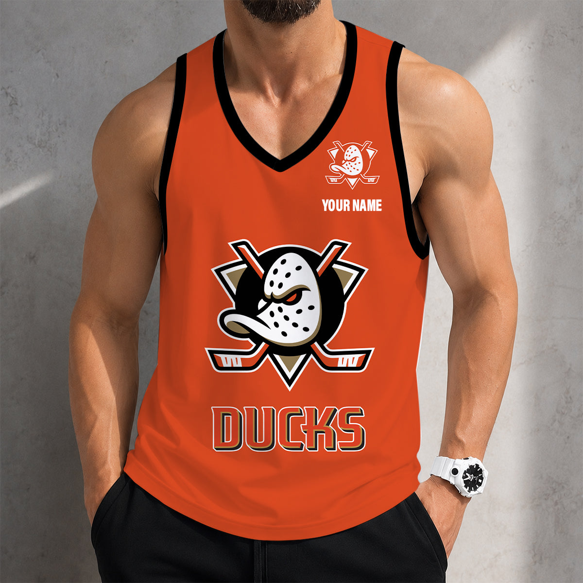 LIMITED EDITION - NEW CUSTOMIZED NHL09 AHD ANAHEIM DUCKS MEN'S TANK TOP