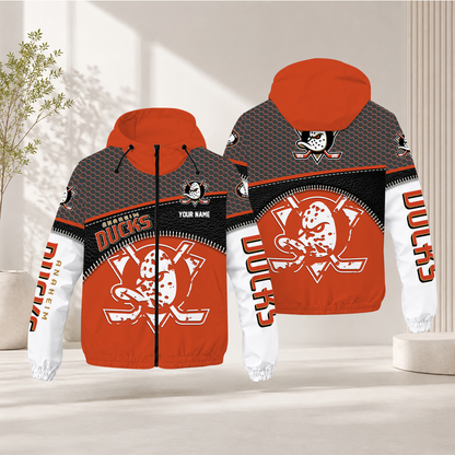 EXCLUSIVE EDITION - NEW CUSTOMIZED NHL09 AHD ANAHEIM DUCKS WINDBREAKER JACKET