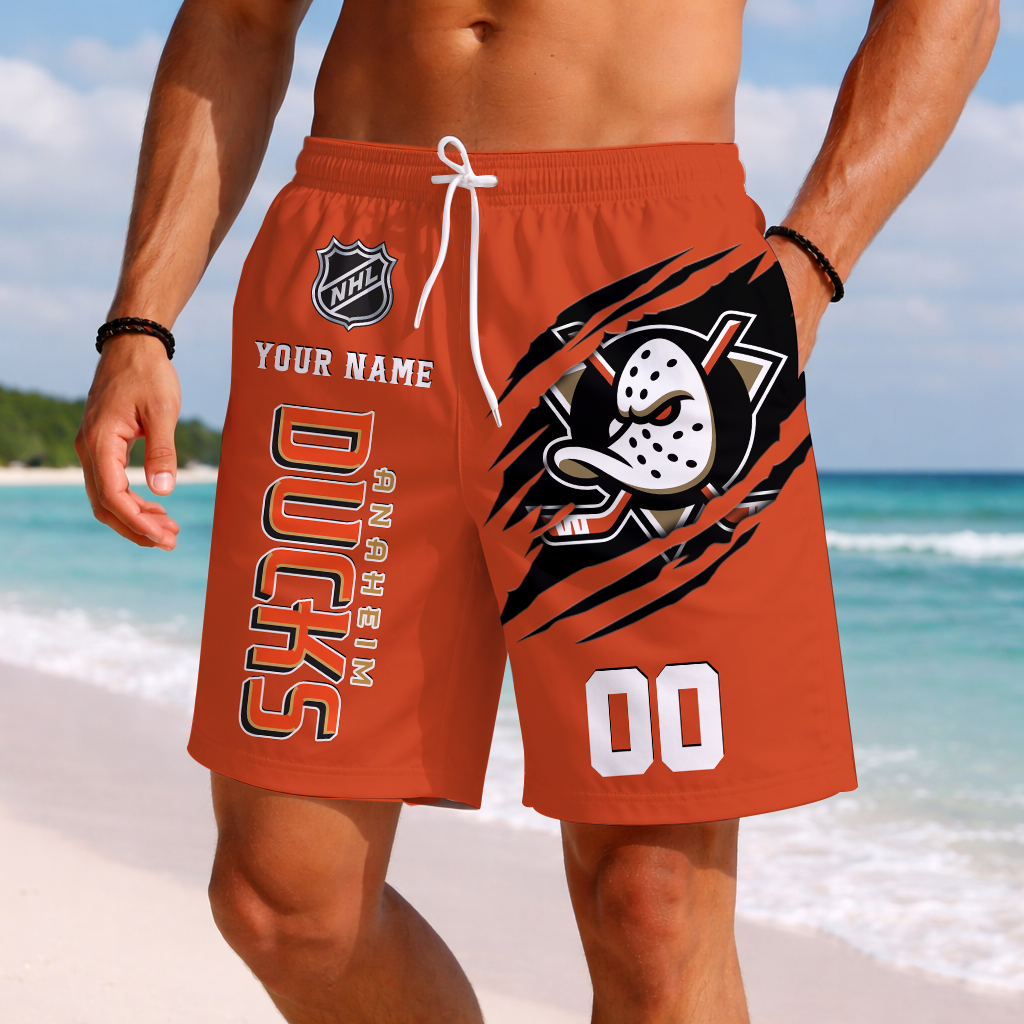 LIMITED EDITION - NEW CUSTOMIZED NHL09 AHD ANAHEIM DUCKS SHORT PANTS
