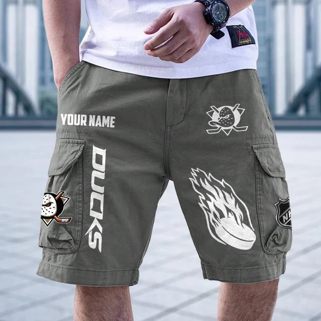 [SUPER SALE] NEW CUSTOMIZED NHL09 AHD ANAHEIM DUCKS CARGO SHORTS
