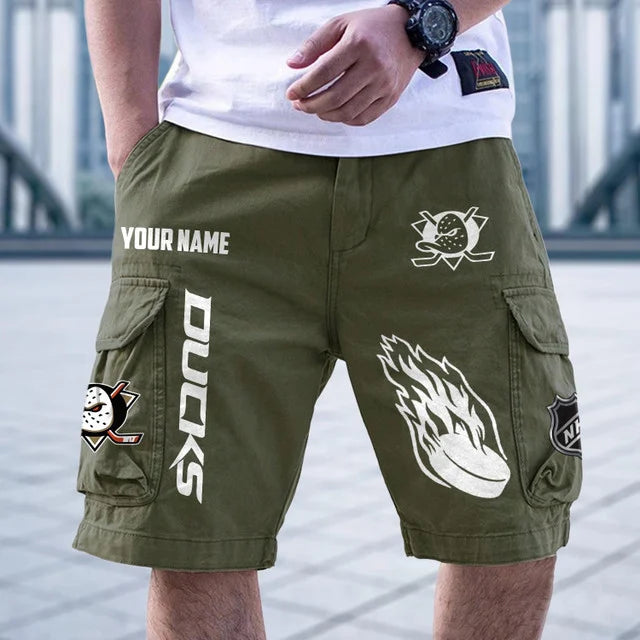 [SUPER SALE] NEW CUSTOMIZED NHL09 AHD ANAHEIM DUCKS CARGO SHORTS