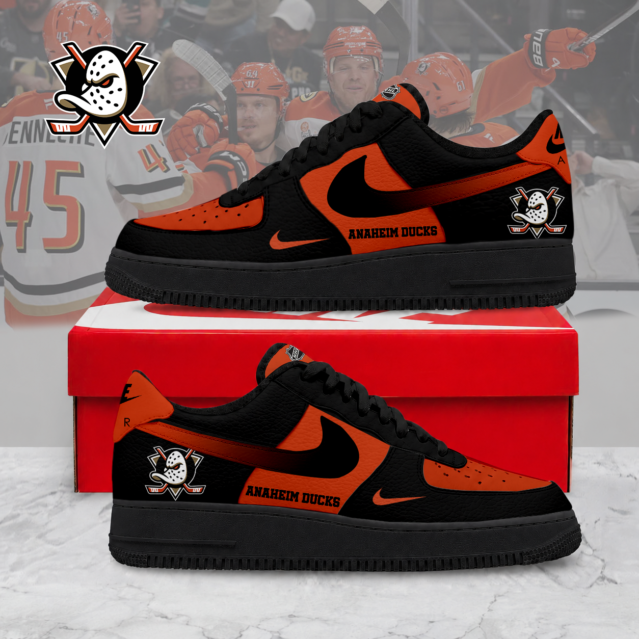 ELITE EDITION - NEW CUSTOMIZED NHL09 AHD ANAHEIM DUCKS AF1 SHOES