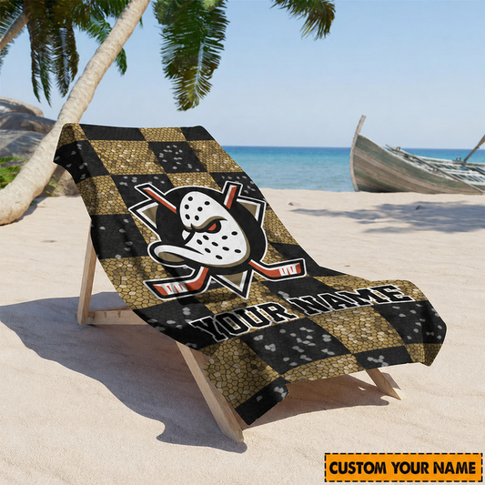 LIMITED EDITION - NEW CUSTOMIZED NHL09 AHD ANAHEIM DUCKS BEACH TOWEL FOR FAN