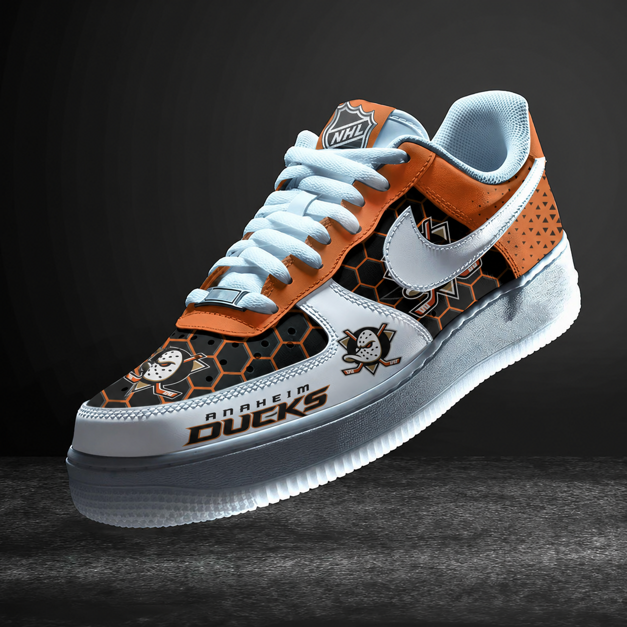 LIMITED EDITION - NEW CUSTOMIZED NHL09 AHD ANAHEIM DUCKS AF1 SHOES