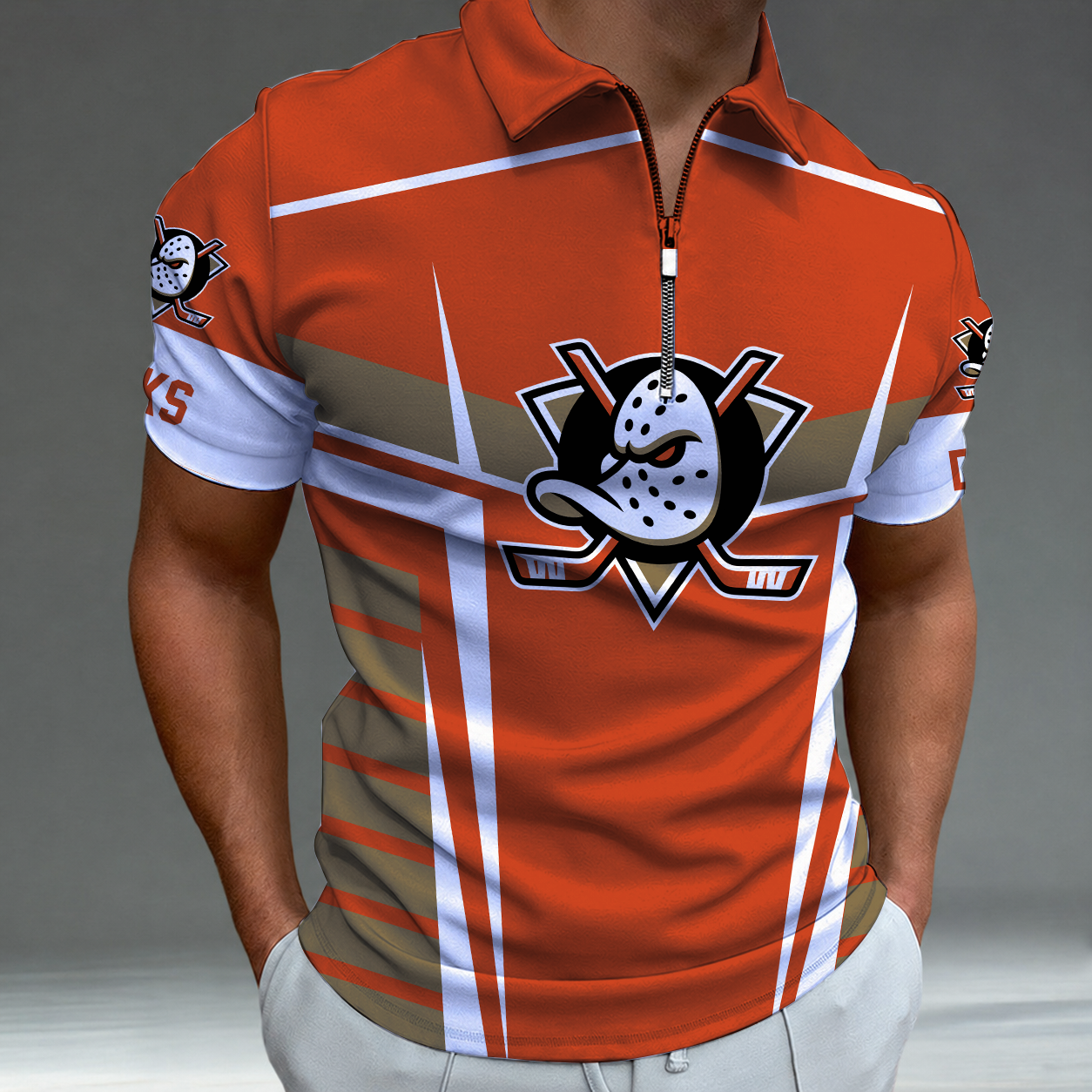 LIMITED EDITION - NEW CUSTOMIZED NHL09 AHD ANAHEIM DUCKS POLO SHIRT