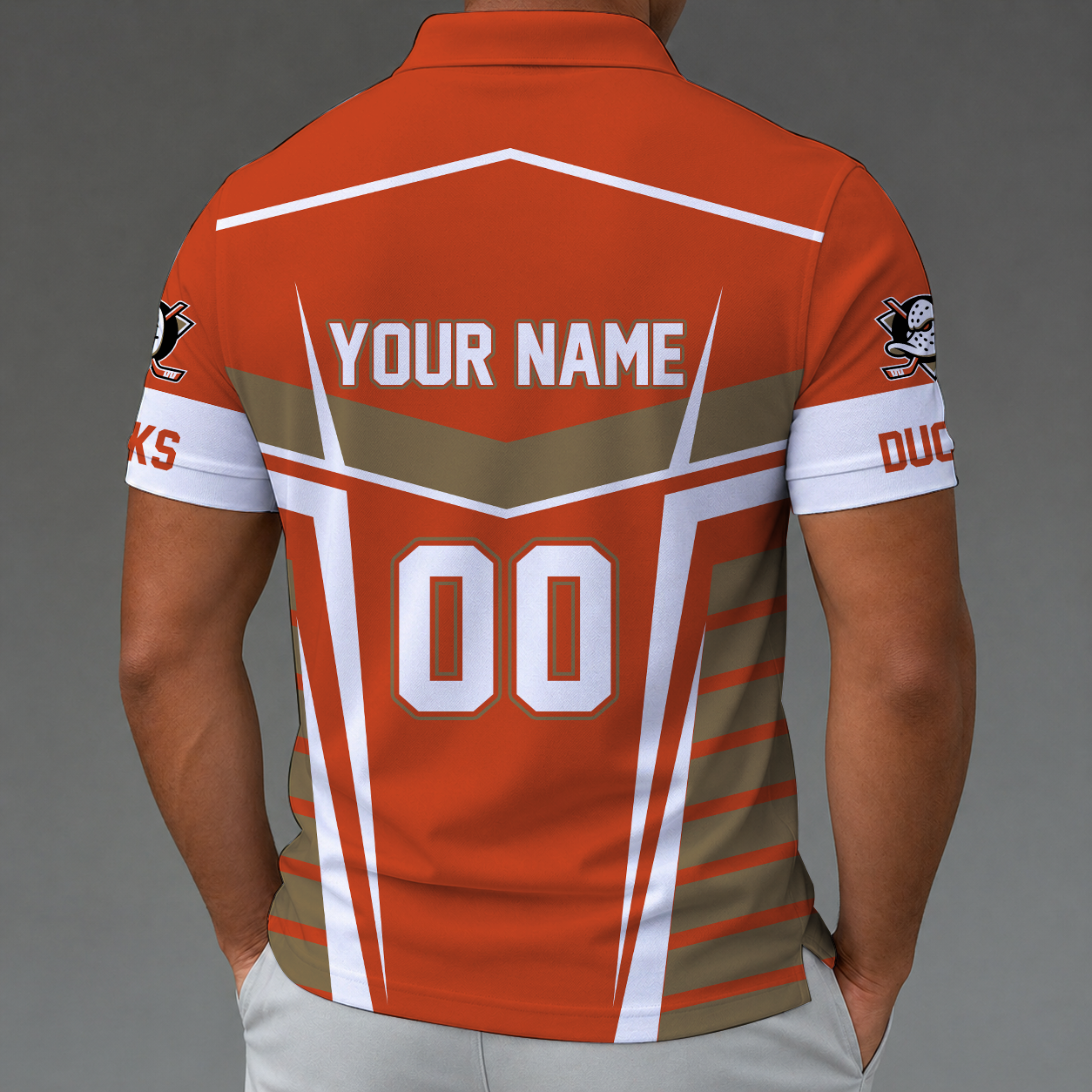 LIMITED EDITION - NEW CUSTOMIZED NHL09 AHD ANAHEIM DUCKS POLO SHIRT