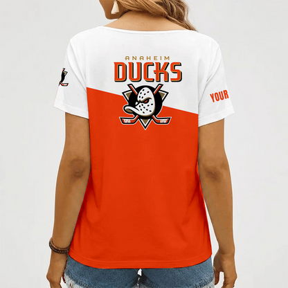 [SUPER SALE] NEW CUSTOMIZED NHL09 AHD ANAHEIM DUCKS V-NECK FEMALE SHIRT