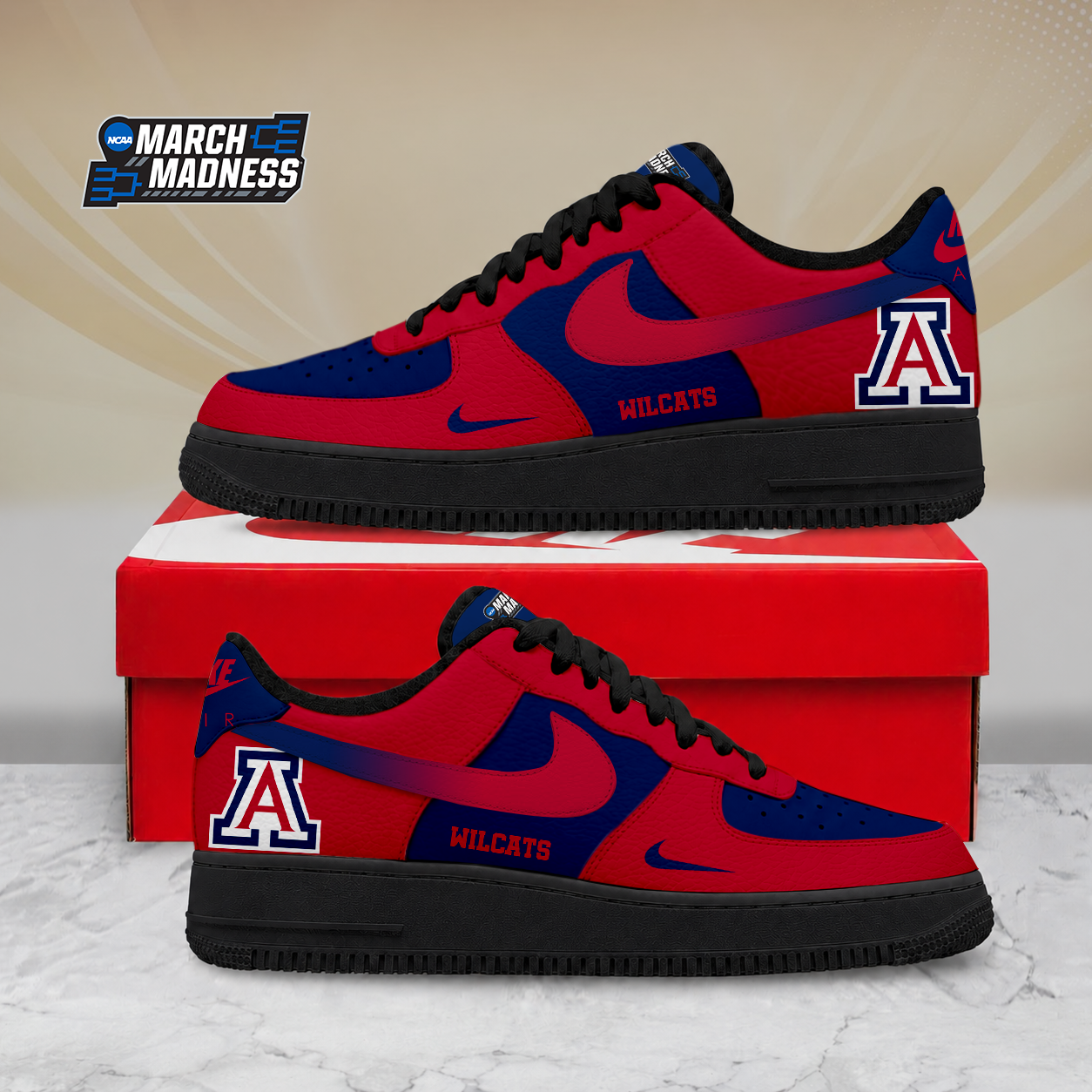SPECIAL EDITION - NEW CUSTOMIZED NCAA MAM09 ARW ARIZONA WILDCATS AF1 SHOES