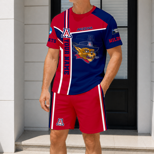 ELITE EDITION - NEW CUSTOMIZED NCAA MAM09 ARW AR WILCATS T-SHIRT & SHORT PANTS SET