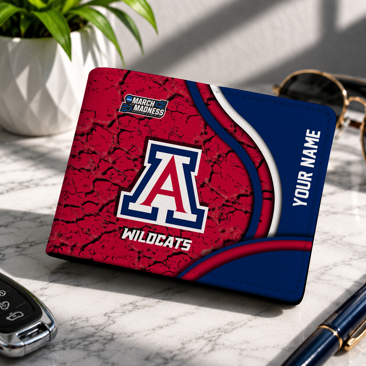 FINAL CLEARANCE - NEW CUSTOMIZED NCAA MAM09 ARW ARIZONA WILDCATS LEATHER WALLET