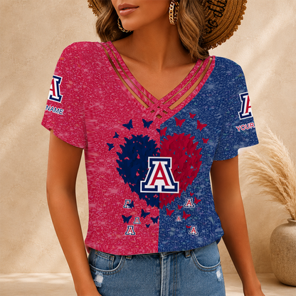 [FAN FAVORITE] NEW CUSTOMIZED NCAA MAM09 ARW ARIZONA WILDCATS V-NECK SHIRT
