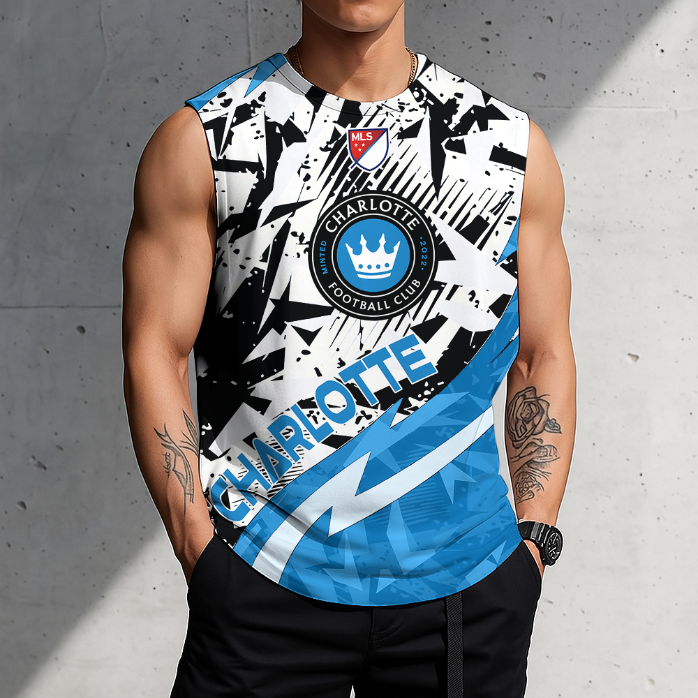 POPULAR NOW - NEW CUSTOMIZED MLS09 CLF CHARLOTTE FC TANK TOP & GYM SHIRT