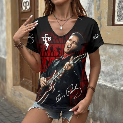[FAN FAVORITE] NEW CUSTOMIZED ELVIS PRESLEY V-NECK FEMALE SHIRT