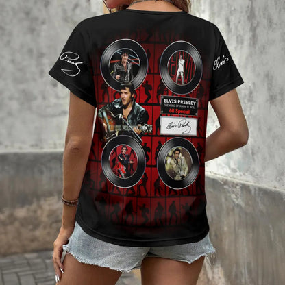 [FAN FAVORITE] NEW CUSTOMIZED ELVIS PRESLEY V-NECK FEMALE SHIRT