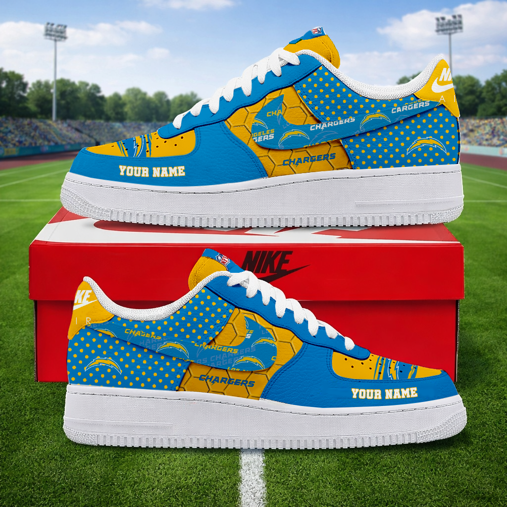 LIMITED EDITION - NEW CUSTOMIZED NFL09 LAC LOS ANGELES CHARGERS AF1 SNEAKERS
