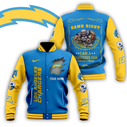 LIMITED EDITION - NEW CUSTOMIZED NFL09 LAC LOS ANGELES CHARGERS BASEBALL JACKET