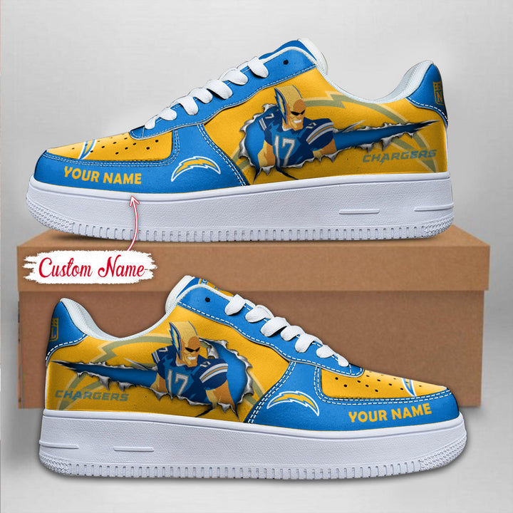 LIMITED EDITION - NEW CUSTOMIZED NFL09 LAC LOS ANGELES CHARGERS AF1 SNEAKERS