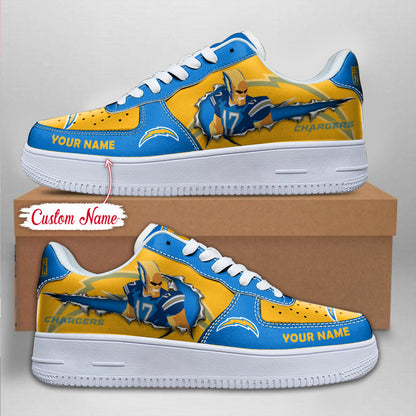 LIMITED EDITION - NEW CUSTOMIZED NFL09 LAC LOS ANGELES CHARGERS AF1 SNEAKERS
