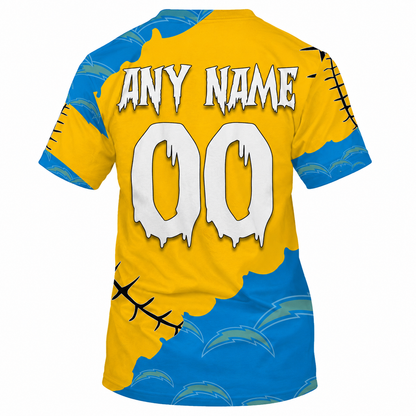LIMITED EDITION - NEW CUSTOMIZED NFL09 LAC LOS ANGELES CHARGERS HALLOWEEN SKULL APPAREL FOR FANS