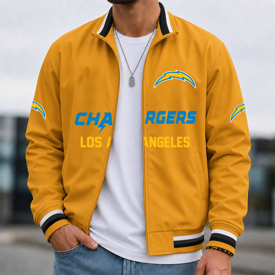 [SPECIAL OFFER] NEW CUSTOMIZED NFL09 LAC LOS ANGELES CHARGERS MEN'S CASUAL JACKET