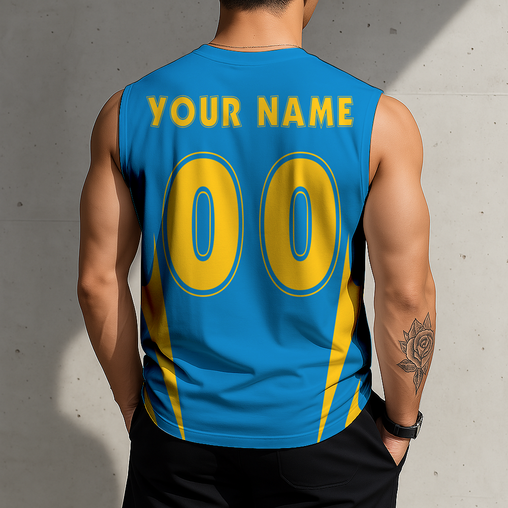 LIMITED EDITION - NEW CUSTOMIZED NFL09 LAC LOS ANGELES CHARGERS MEN'S GYM SHIRT