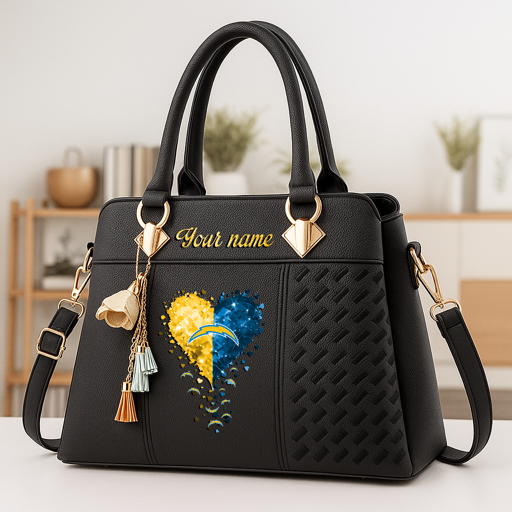 LIMITED EDITION - NEW CUSTOMIZED NFL09 LAC LOS ANGELES CHARGERS ZIP HANDBAG MULTICOLOR