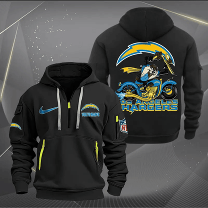 [SPECIAL OFFER] NEW CUSTOMIZED NFL09 LAC LOS ANGELES CHARGERS MUTICOLOR QUARTER ZIP HOODIE