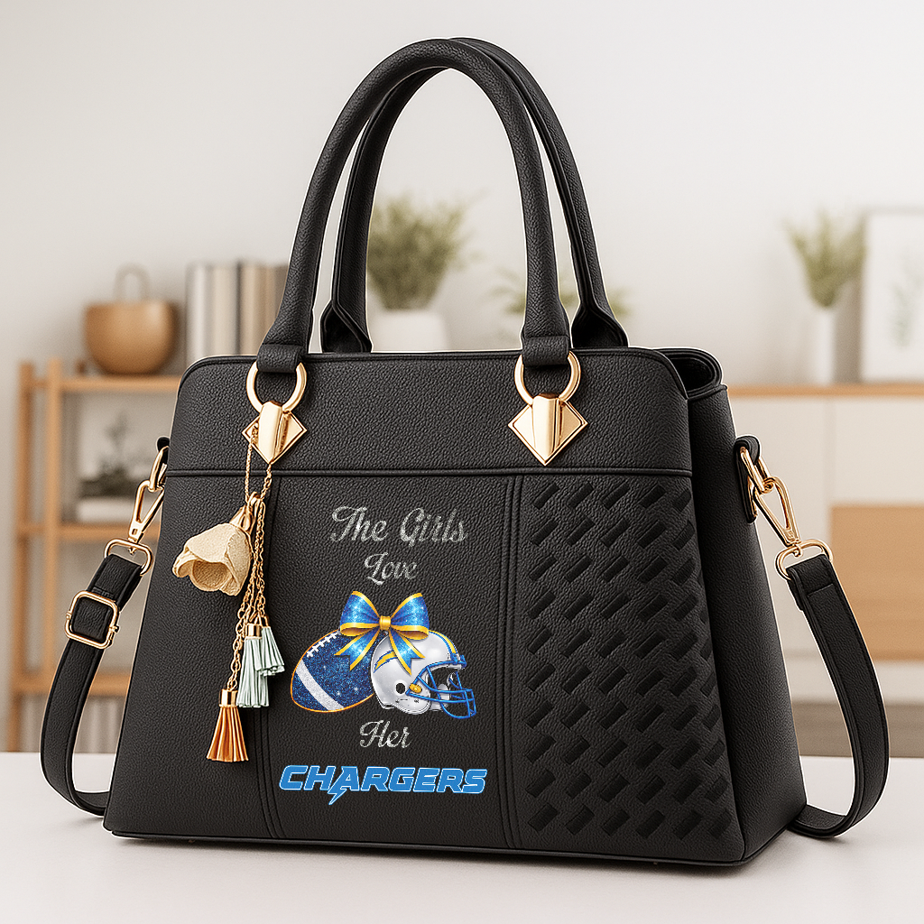 LIMITED EDITION - NEW CUSTOMIZED NFL09 LAC LOS ANGELES CHARGERS WOMEN'S ZIP HANDBAG MULTICOLOR