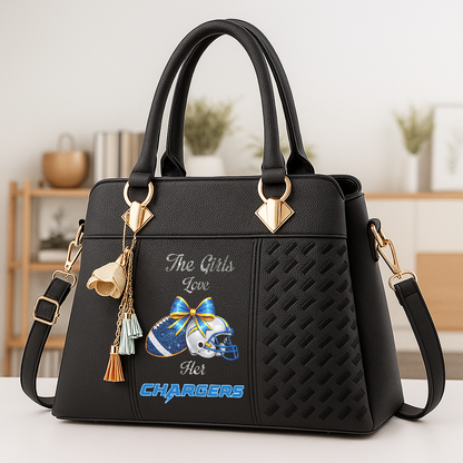 LIMITED EDITION - NEW CUSTOMIZED NFL09 LAC LOS ANGELES CHARGERS WOMEN'S ZIP HANDBAG MULTICOLOR