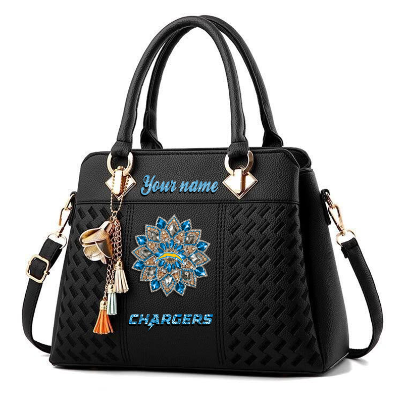 LIMITED EDITION - NEW CUSTOMIZED NFL09 LAC LOS ANGELES CHARGERS WOMEN'S ZIP HANDBAG MULTICOLOR