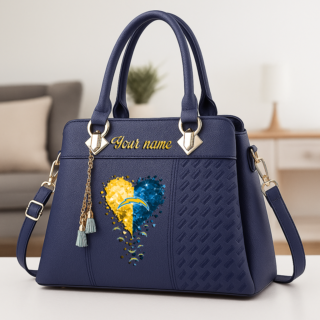 LIMITED EDITION - NEW CUSTOMIZED NFL09 LAC LOS ANGELES CHARGERS ZIP HANDBAG MULTICOLOR