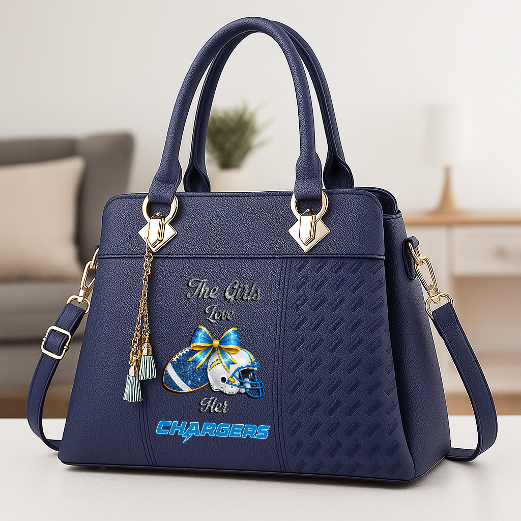 LIMITED EDITION - NEW CUSTOMIZED NFL09 LAC LOS ANGELES CHARGERS WOMEN'S ZIP HANDBAG MULTICOLOR