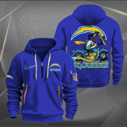 [SPECIAL OFFER] NEW CUSTOMIZED NFL09 LAC LOS ANGELES CHARGERS MUTICOLOR QUARTER ZIP HOODIE