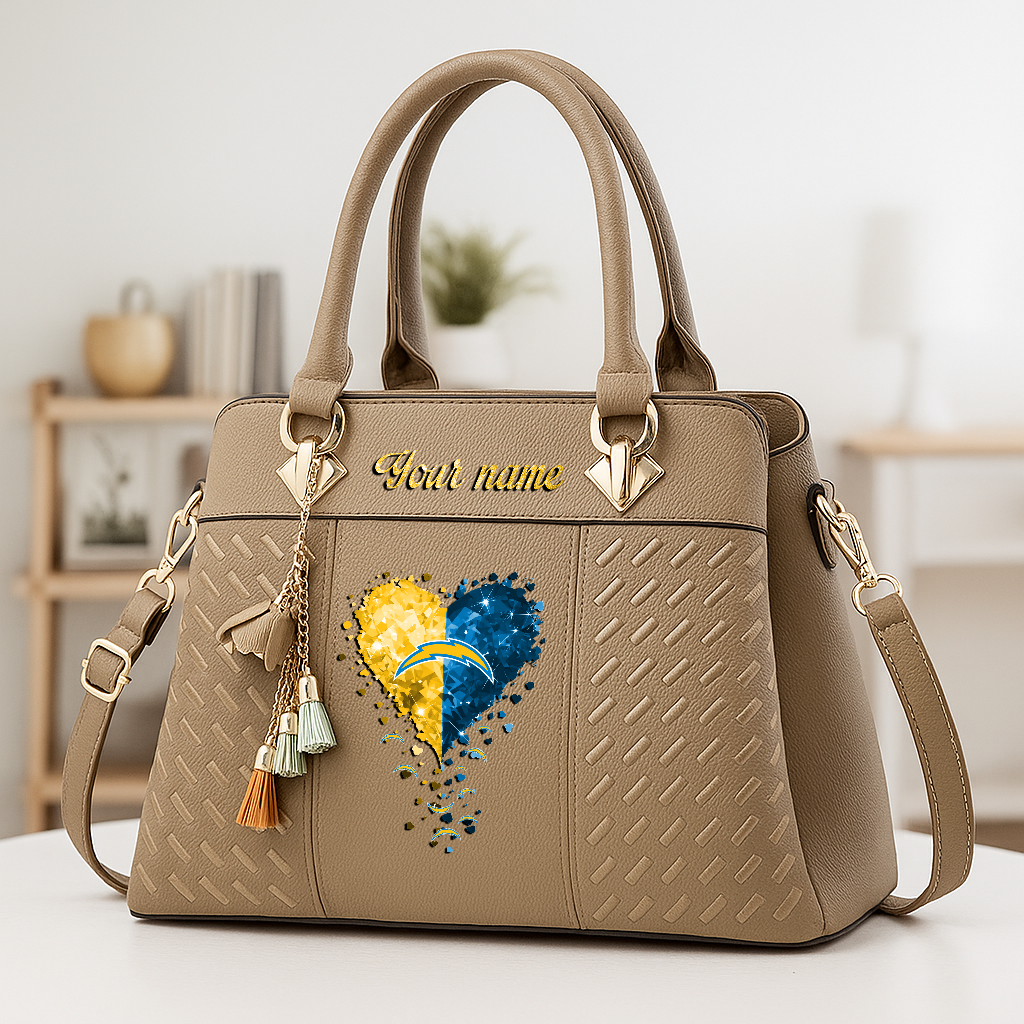 LIMITED EDITION - NEW CUSTOMIZED NFL09 LAC LOS ANGELES CHARGERS ZIP HANDBAG MULTICOLOR